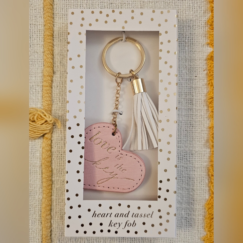 Pink Heart and Tassel Key Fob